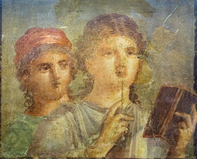 Fresco of a Girl Reading by Roman